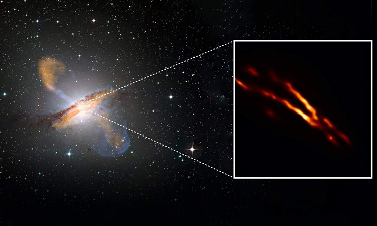 Chùm tia phản lực phóng ra từ hố đen ở trung tâm của thiên hà Centaurus A